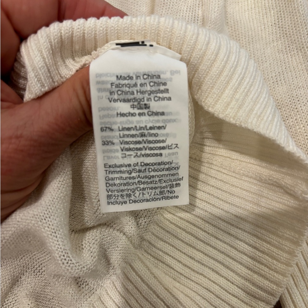 J. Crew summer weight linen blend crewneck Sweater with leaf Embroidered Motif - Picture 5 of 5